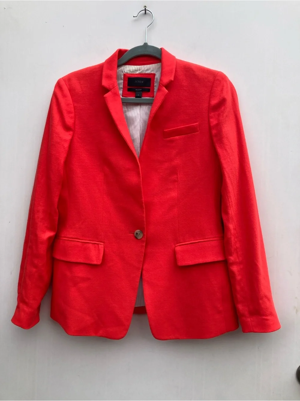 J. Crew Regent Red/Orange Wool Jacket Structured Cut Notched Collar Size 4